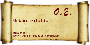 Orbán Eulália névjegykártya